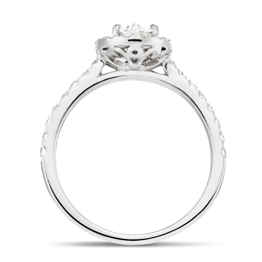 Chloe Lab Diamond Halo Oval Engagement Ring 0.85ct D/VVS in 9k White Gold - After Diamonds
