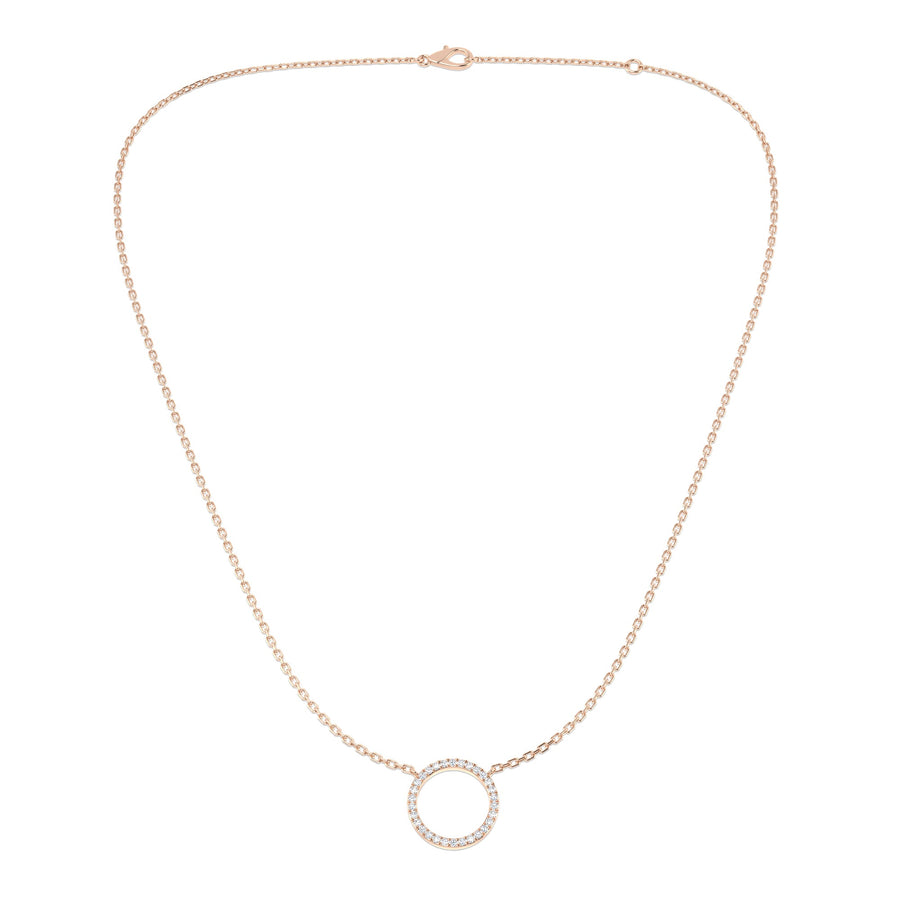 Circle Lab Diamond Necklace 0.10ct in 9k Rose Gold - After Diamonds