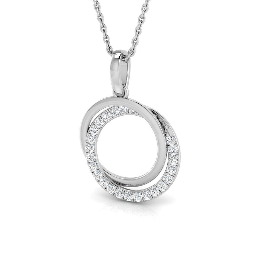 Double Circle Lab Diamond Necklace Pendant 0.25ct in 9k White Gold - After Diamonds