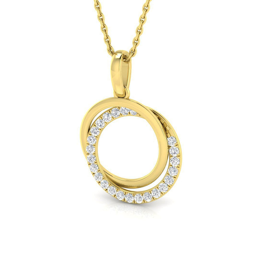 Double Circle Lab Diamond Necklace Pendant 0.25ct in 9k Yellow Gold - After Diamonds