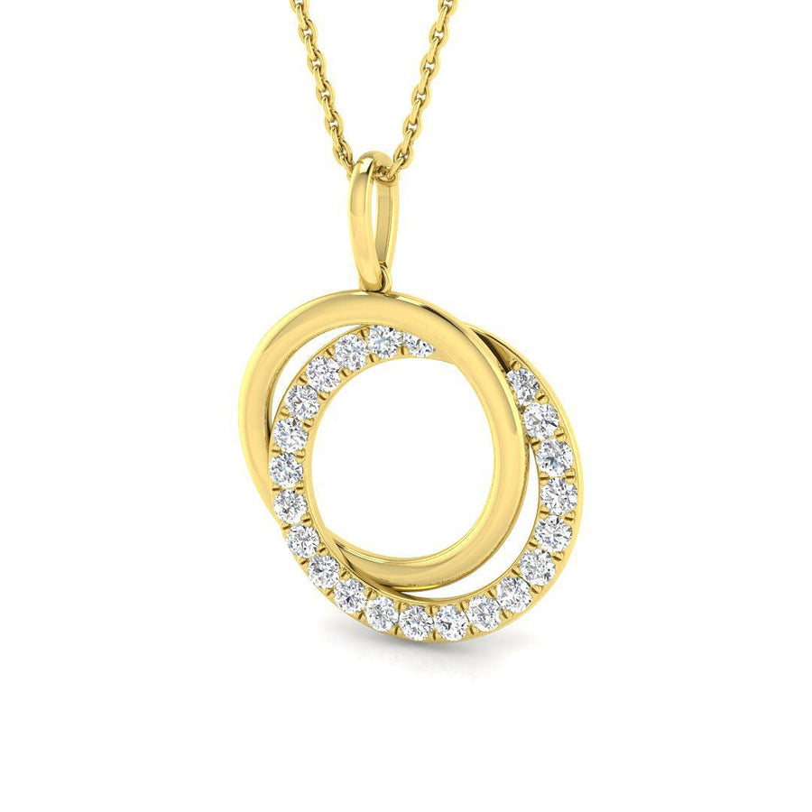 Double Circle Lab Diamond Necklace Pendant 0.55ct in 9k Yellow Gold - After Diamonds