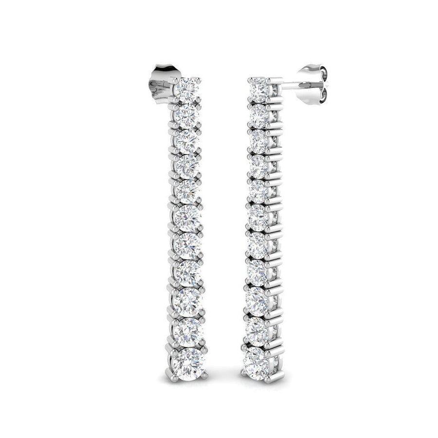 Drop Set Claw Lab Diamond Earrings 2.75ct G/VS in 9k White Gold - After Diamonds