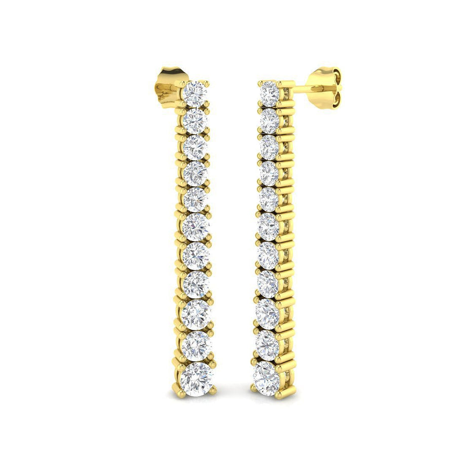 Drop Set Claw Lab Diamond Earrings 2.75ct G/VS in 9k Yellow Gold - After Diamonds