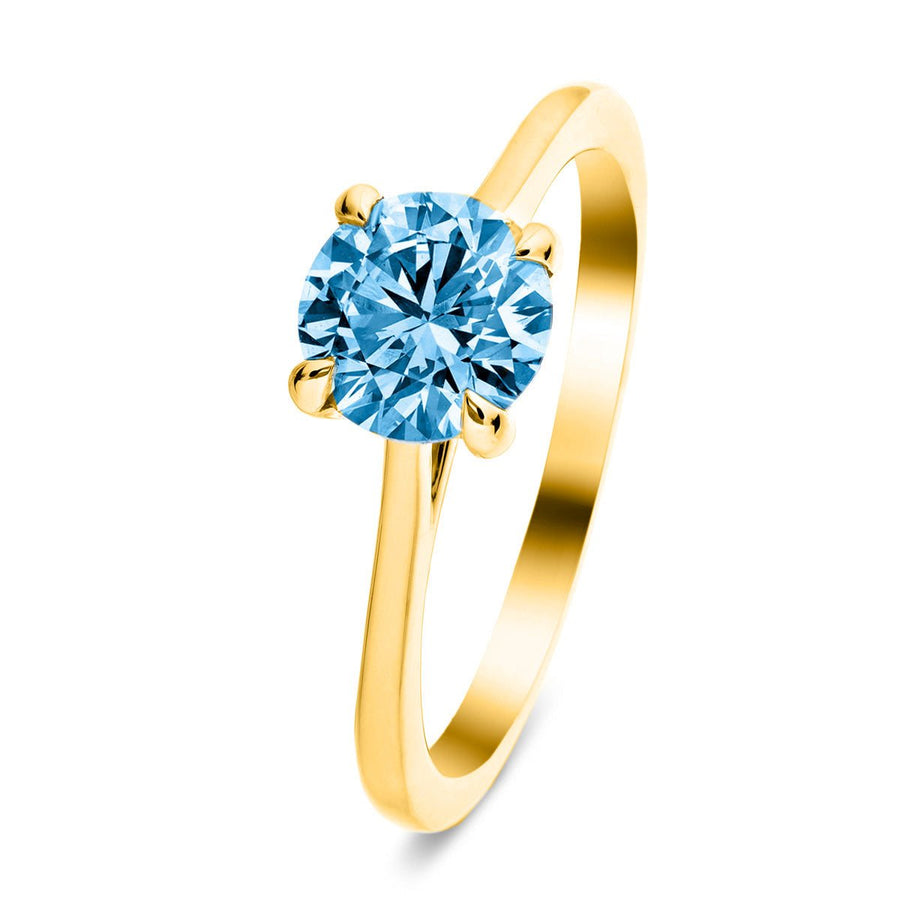 Ellie Blue Lab Diamond Solitaire Engagement Ring 0.50ct in 18k Yellow Gold - After Diamonds