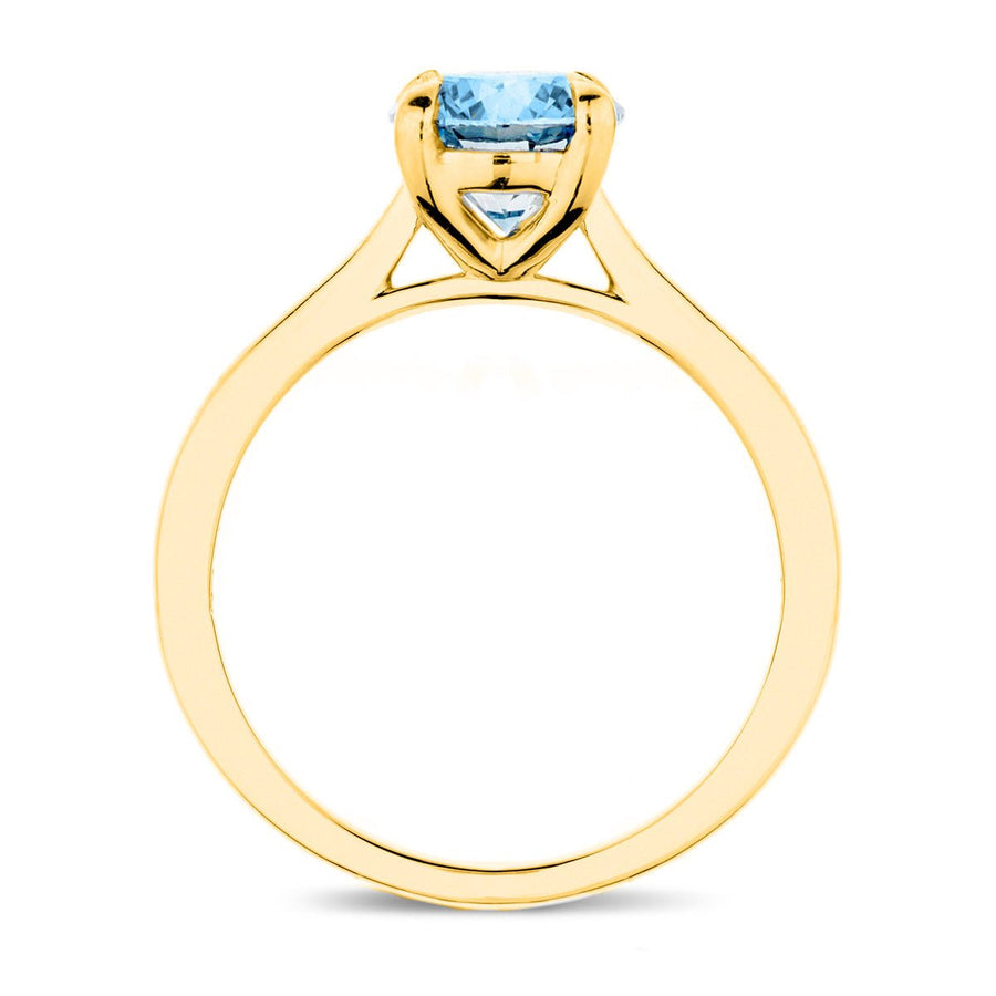 Ellie Blue Lab Diamond Solitaire Engagement Ring 1.50ct in 18k Yellow Gold - After Diamonds