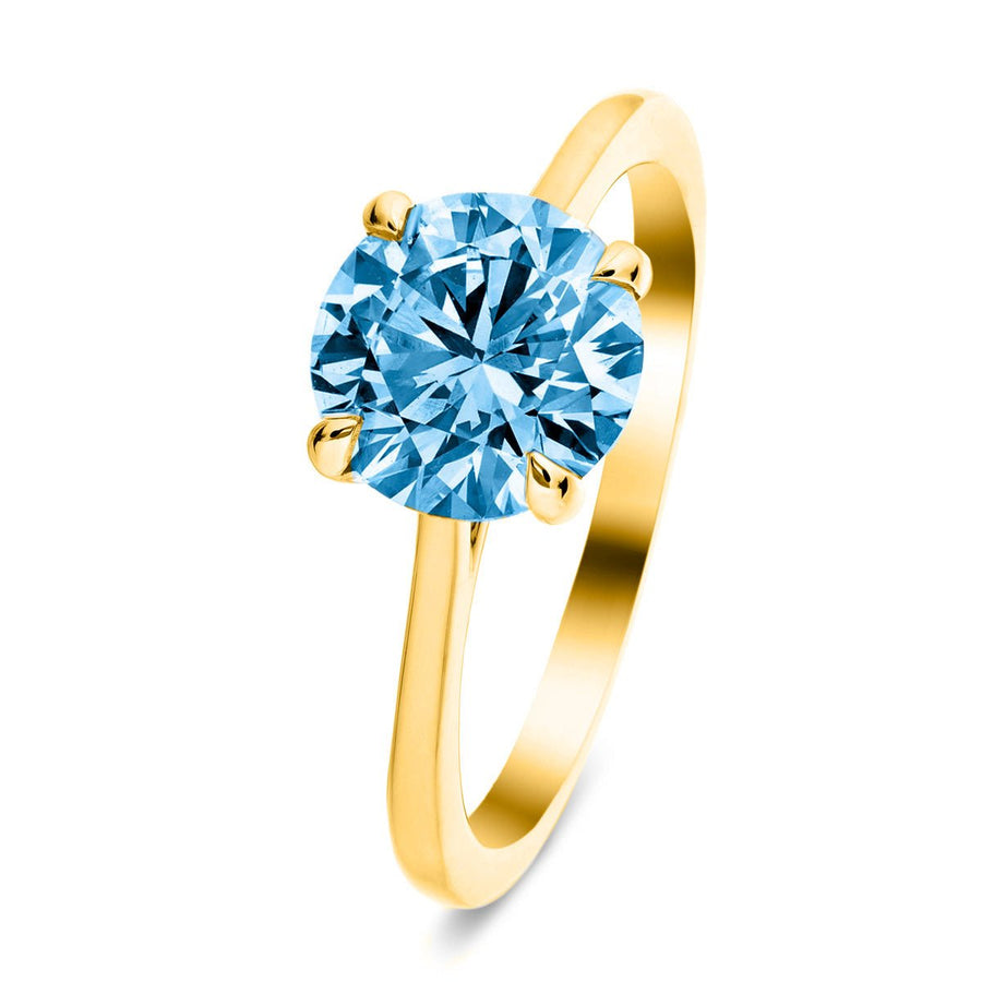 Ellie Blue Lab Diamond Solitaire Engagement Ring 1.50ct in 18k Yellow Gold - After Diamonds