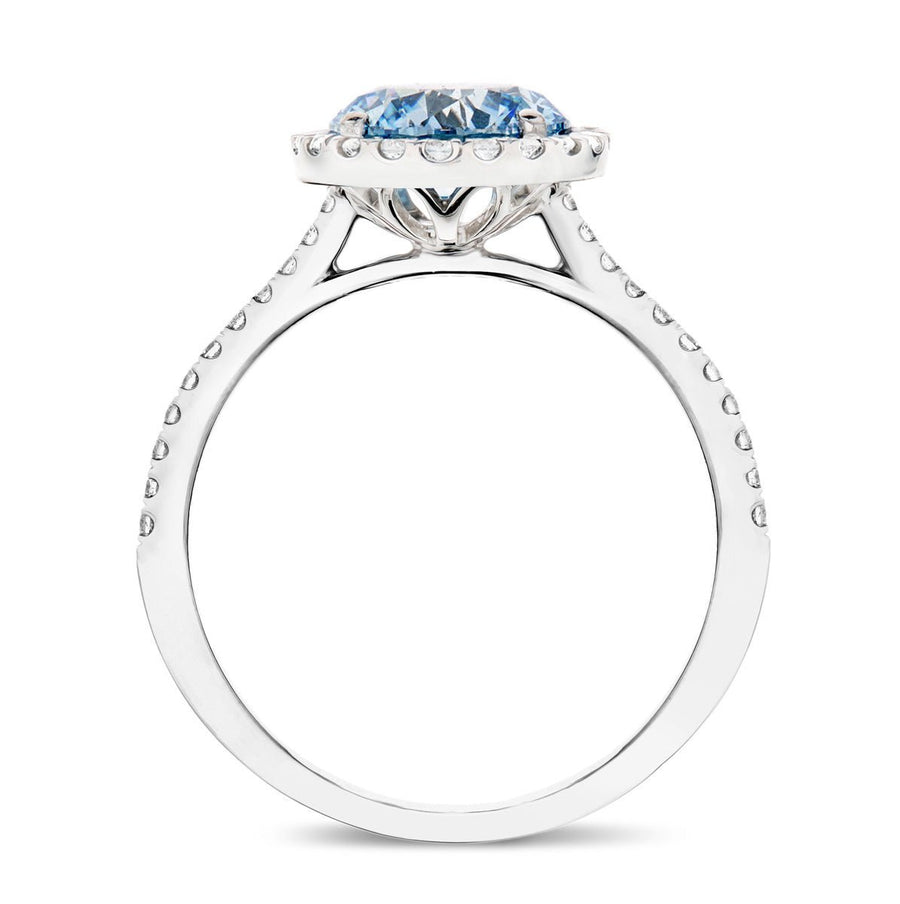 Elsie Blue Lab Round Diamond Halo Engagement Ring 2.50ct in