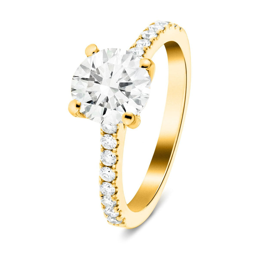 Emily Lab Diamond Round Engagement Ring 1.80ct G/VS 18k Yellow Gold - After Diamonds