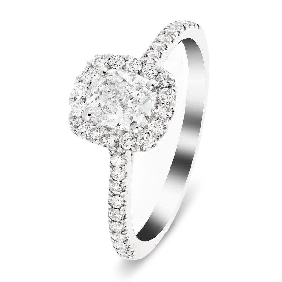 Eva Lab Diamond Halo Cushion Engagement Ring 0.85ct G/VS in 9k White Gold - After Diamonds