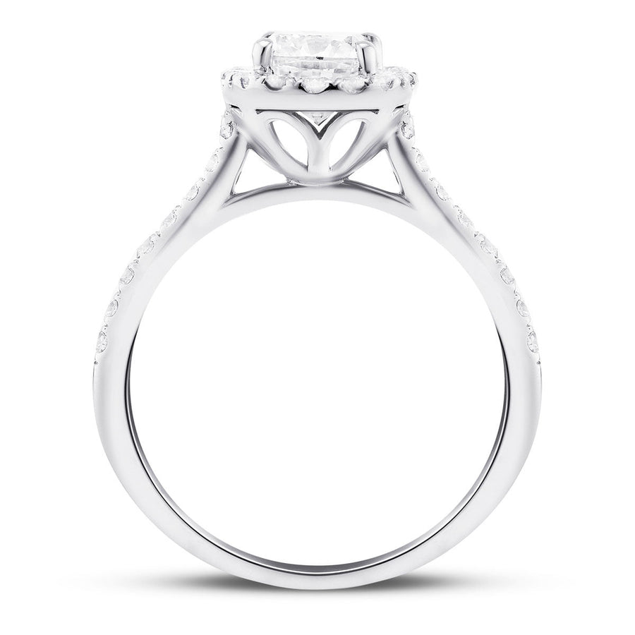 Eva Lab Diamond Halo Cushion Engagement Ring 2.75ct G/VS in 18k White Gold - After Diamonds