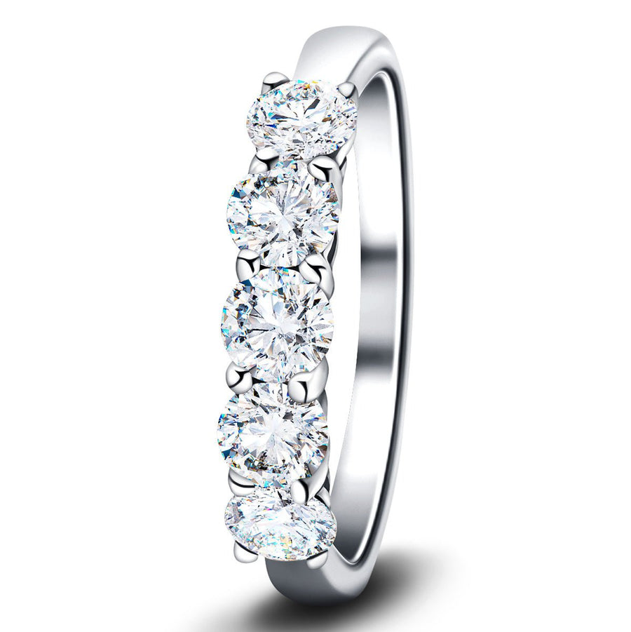 Five Stone Lab Diamond Eternity Ring 3.50ct D/VVS in 18k White Gold - After Diamonds