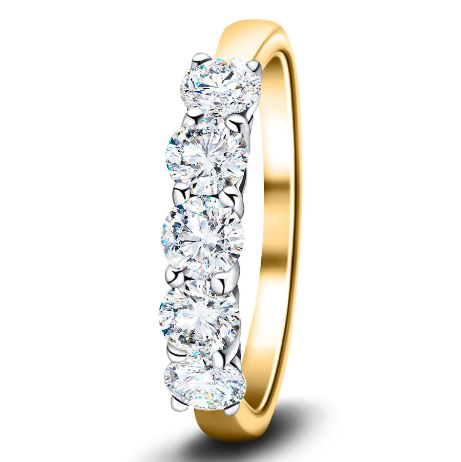 Five Stone Lab Diamond Eternity Ring 3.50ct D/VVS in 18k Yellow Gold - After Diamonds