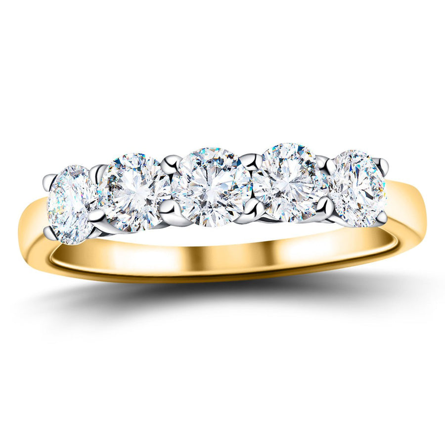 Five Stone Lab Diamond Eternity Ring 3.50ct D/VVS in 18k Yellow Gold - After Diamonds