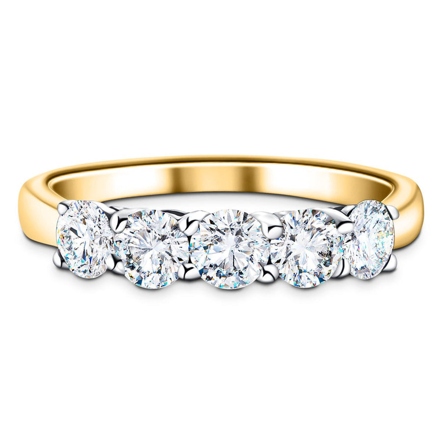 Five Stone Lab Diamond Eternity Ring 3.50ct D/VVS in 18k Yellow Gold - After Diamonds