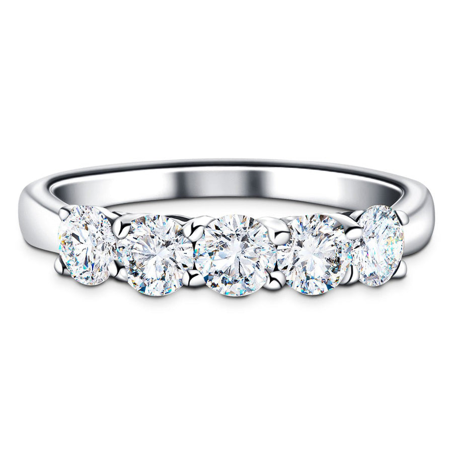 Five Stone Lab Diamond Eternity Ring 5.00ct D/VVS in 18k White Gold - After Diamonds