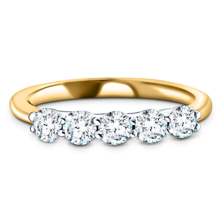 Five Stone Lab Diamond Ring 0.30ct G/VS in 18k Yellow Gold - After Diamonds