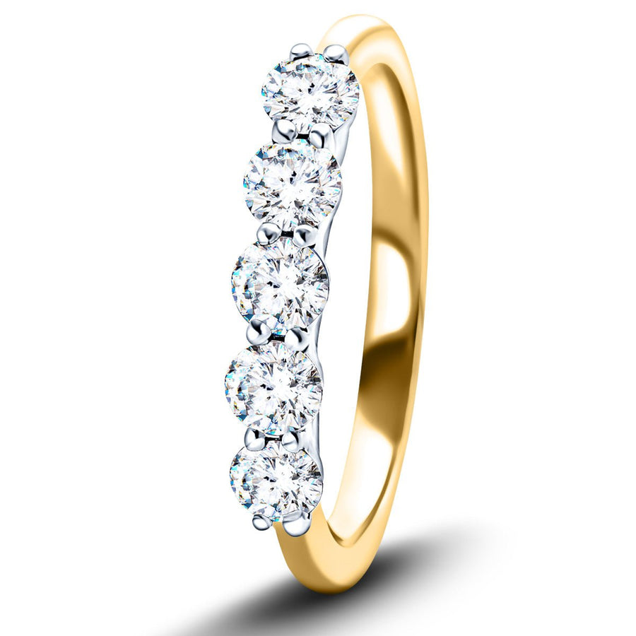 Five Stone Lab Diamond Ring 0.30ct G/VS in 18k Yellow Gold - After Diamonds