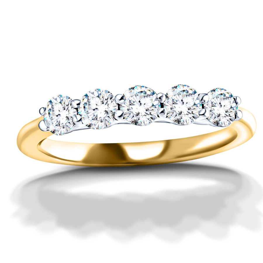 Five Stone Lab Diamond Ring 0.30ct G/VS in 18k Yellow Gold - After Diamonds