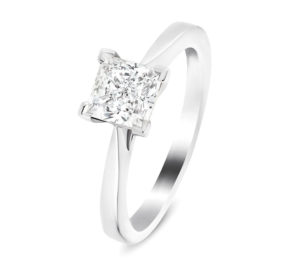 Grace Lab Princess Diamond Solitaire Engagement Ring 0.50ct D/VVS 18k White Gold - After Diamonds