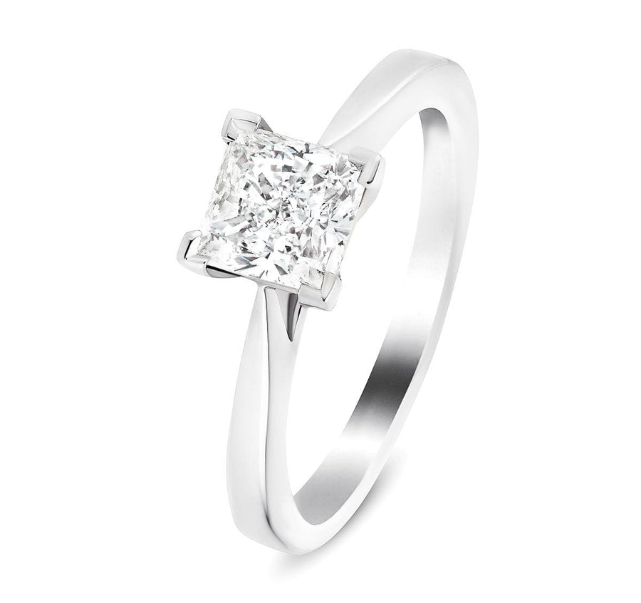 Grace Lab Princess Diamond Solitaire Engagement Ring 1.00ct D/VVS 18k White Gold - After Diamonds