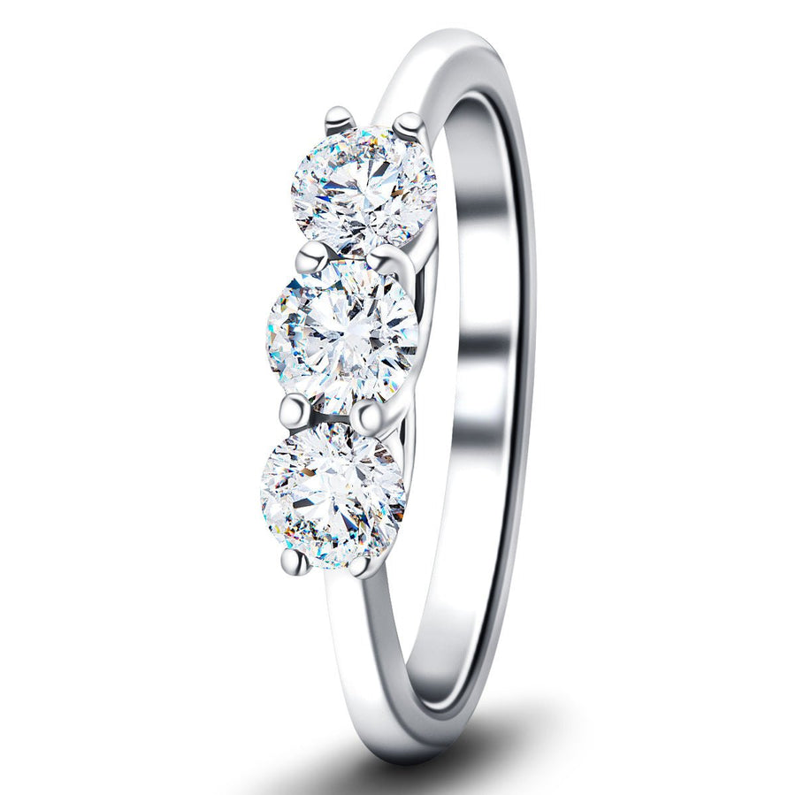 Graduated Three Stone Lab Diamond Ring 0.50ct G/VS in 18k White Gold - After Diamonds