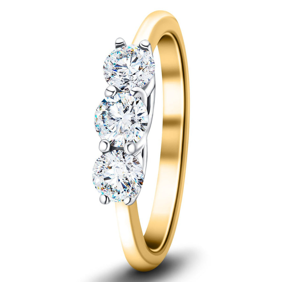 Graduated Three Stone Lab Diamond Ring 1.00ct G/VS in 18k Yellow Gold - After Diamonds