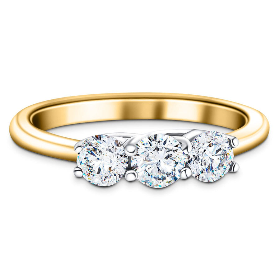 Graduated Three Stone Lab Diamond Ring 1.00ct G/VS in 18k Yellow Gold - After Diamonds