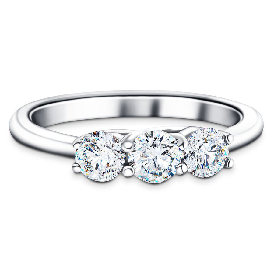Graduated Three Stone Lab Diamond Ring 1.00ct G/VS in 9k White Gold - After Diamonds
