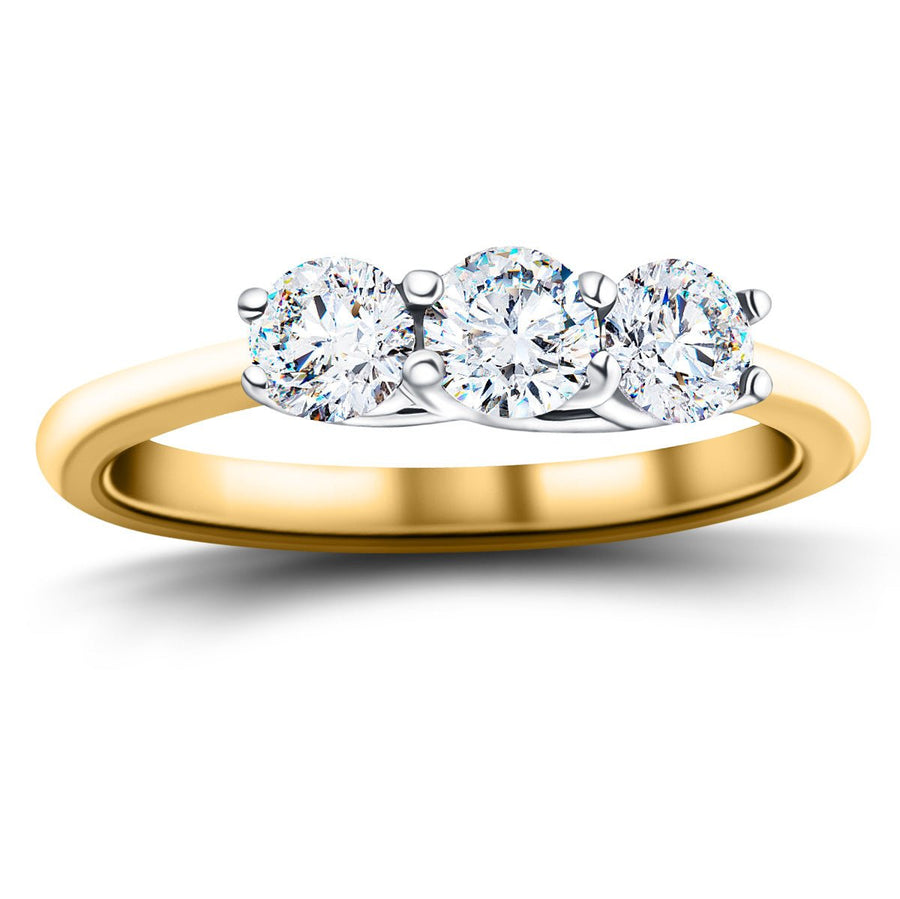 Graduated Three Stone Lab Diamond Ring 1.00ct G/VS in 9k Yellow Gold - After Diamonds