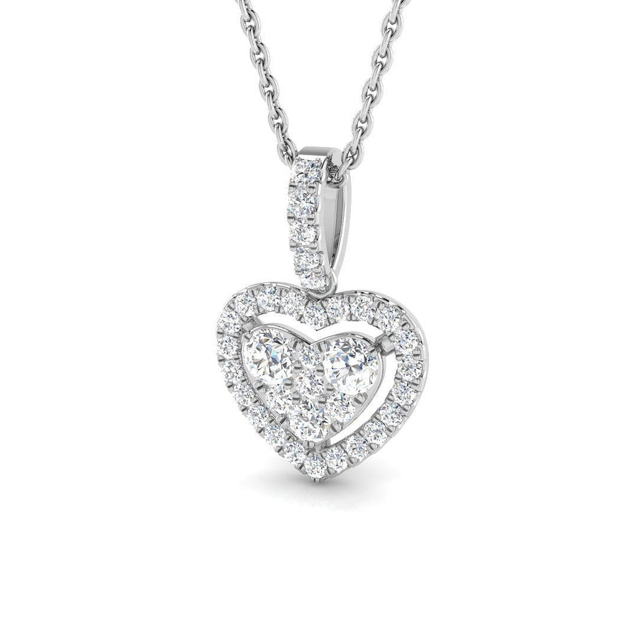 Heart Lab Diamond Cluster Pendant Necklace 0.40ct in 9k White Gold - After Diamonds