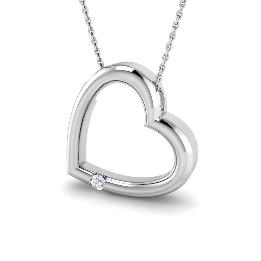 Heart Necklace Pendant Lab Diamond 0.05ct in 9k White Gold - After Diamonds