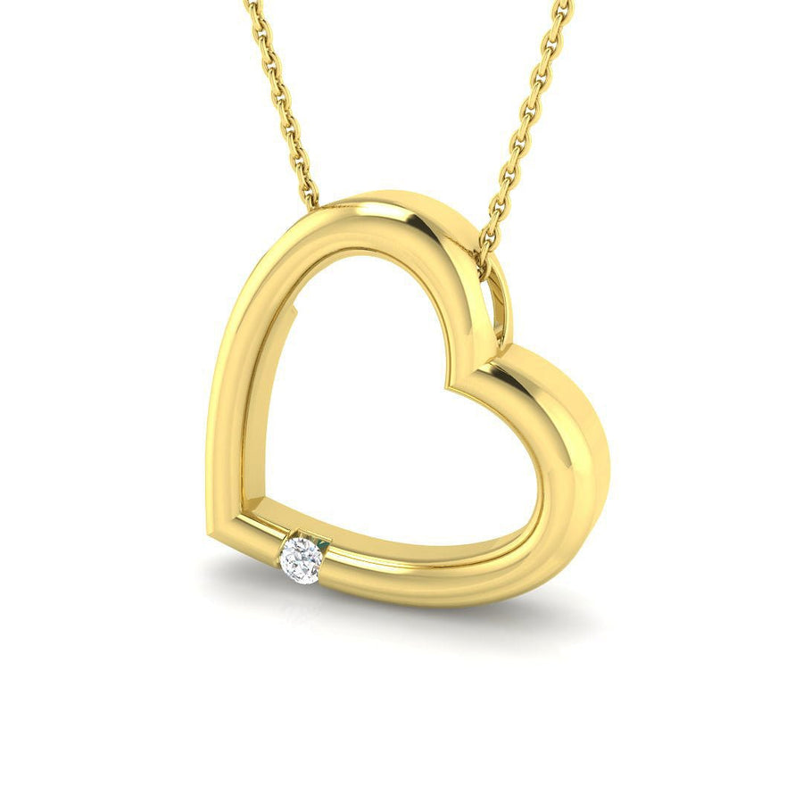 Heart Necklace Pendant Lab Diamond 0.05ct in 9k Yellow Gold - After Diamonds