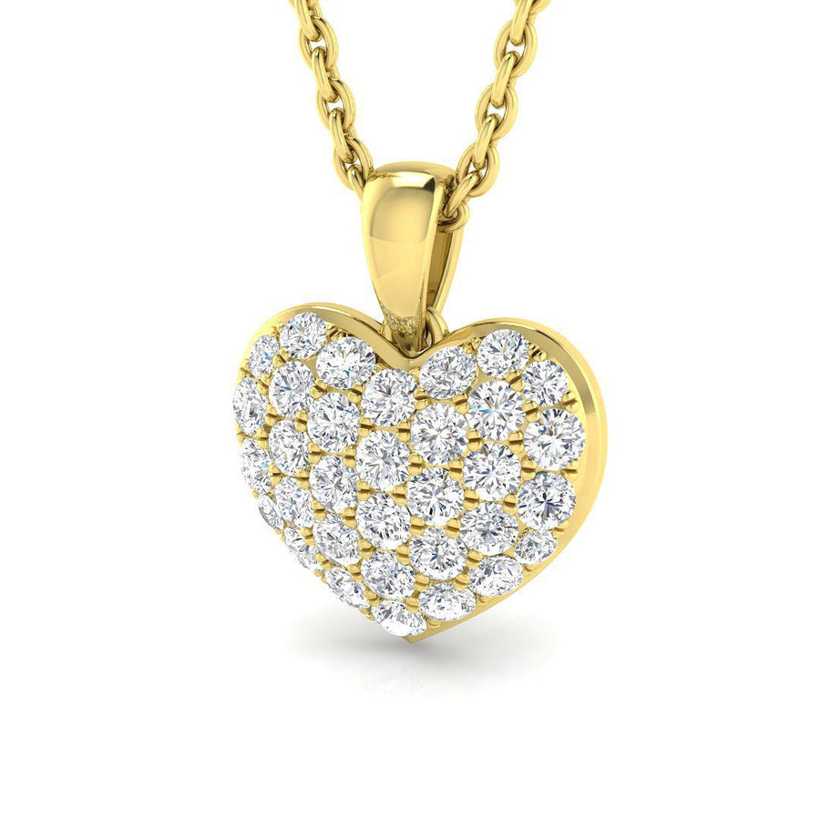 Heart Necklace Pendant Lab Diamond 0.40ct In 9K Yellow Gold - After Diamonds