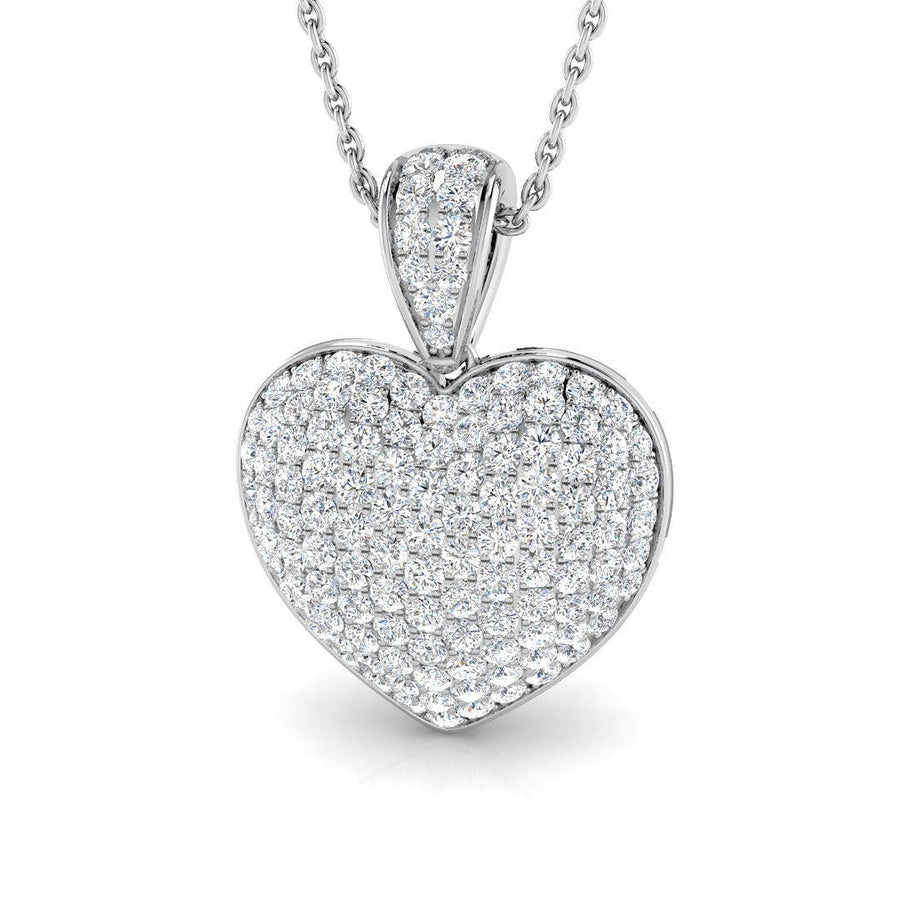 Heart Necklace Pendant Lab Diamond 1.00ct In 9K White Gold - After Diamonds