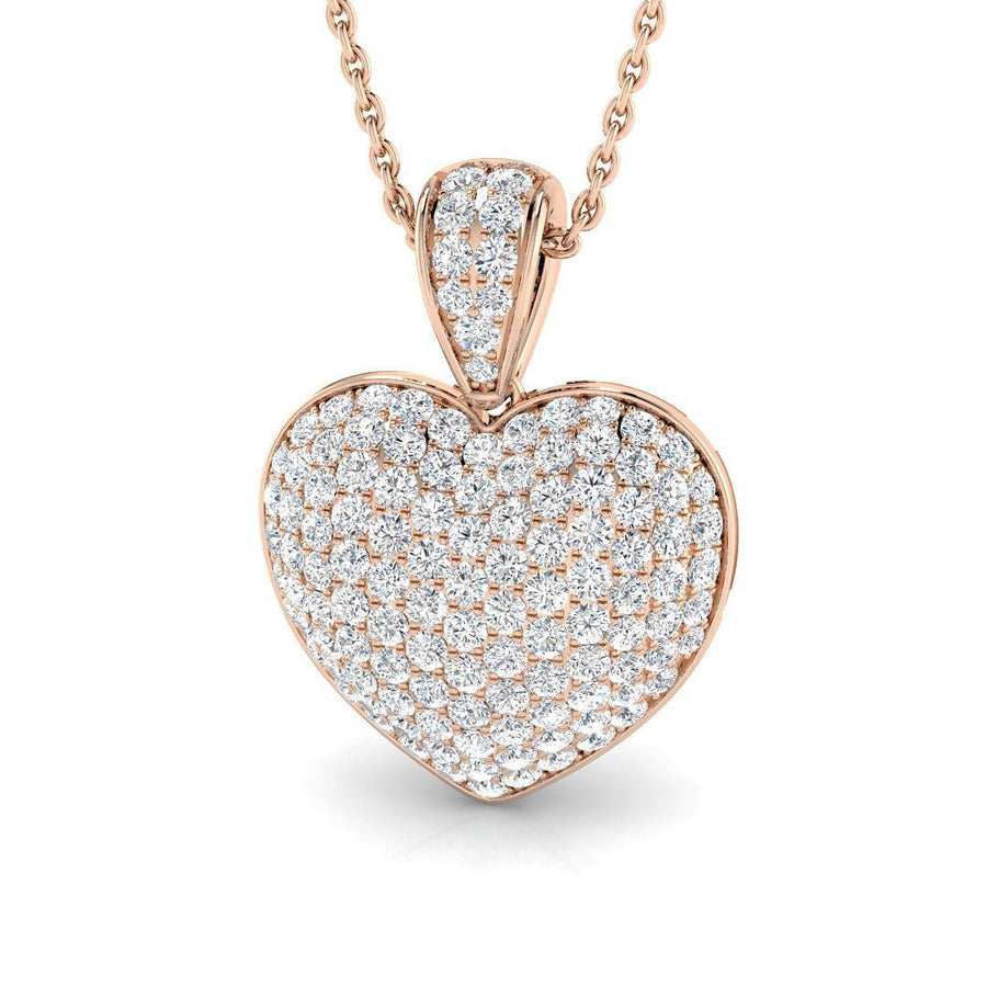 Heart Necklace Pendant Lab Diamond 2.00ct In 9K Rose Gold - After Diamonds