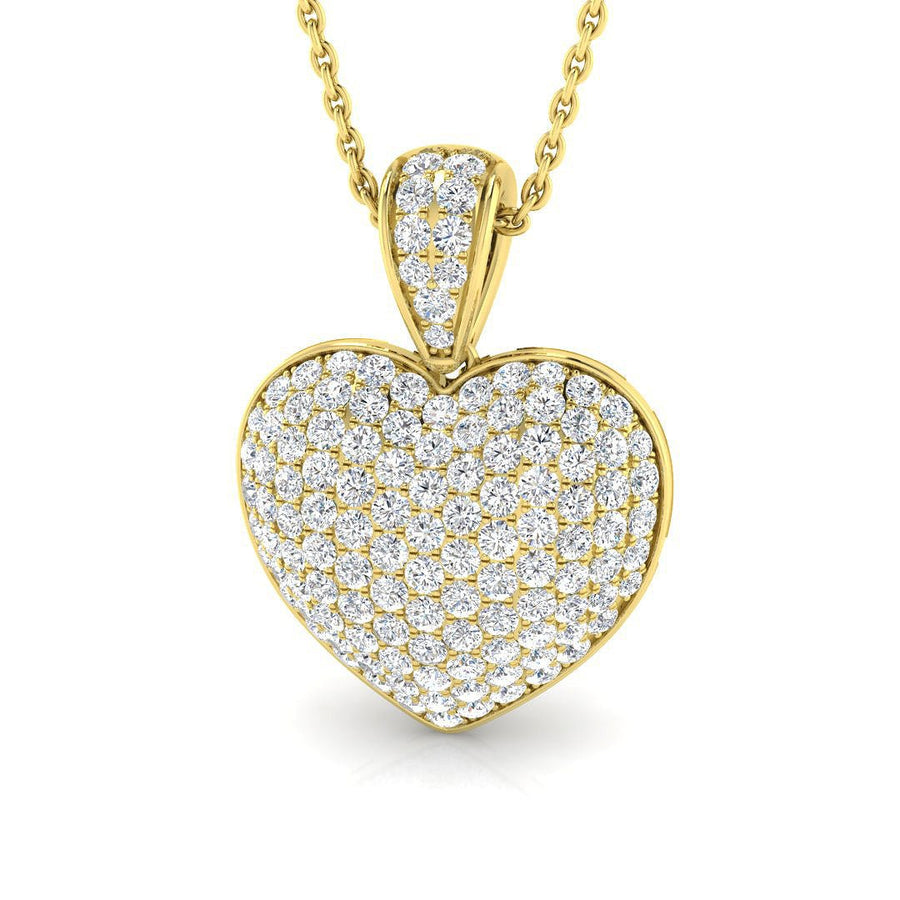 Heart Necklace Pendant Lab Diamond 2.00ct In 9K Yellow Gold - After Diamonds