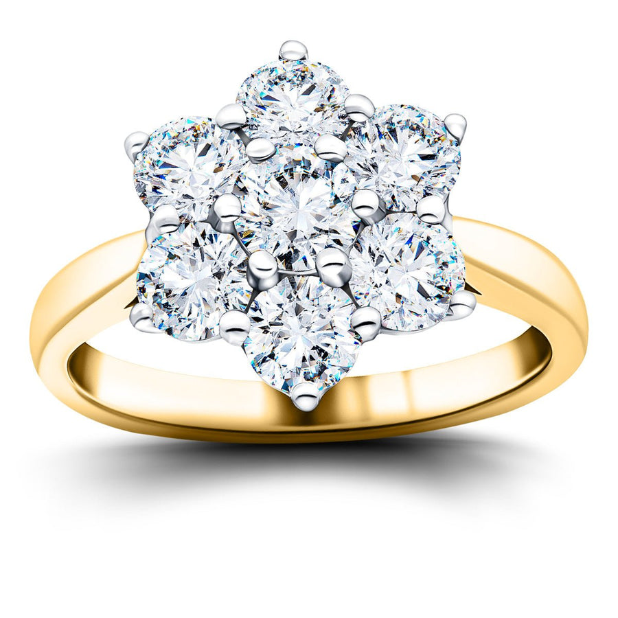 Lab Diamond 1.00ct Cluster Ring G/VS Quality in 9k Yellow Gold - After Diamonds