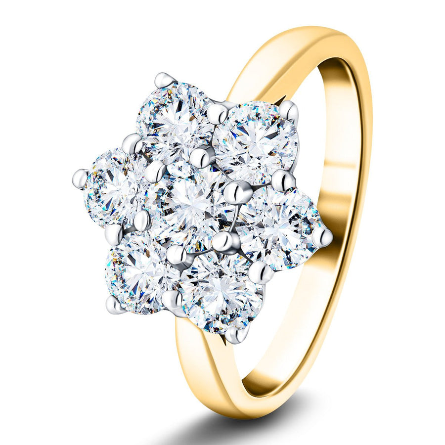 Lab Diamond 1.00ct Cluster Ring G/VS Quality in 9k Yellow Gold - After Diamonds