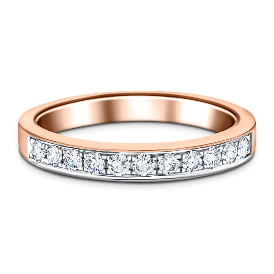 Lab Diamond 11 Stone Half Eternity Ring 0.25ct G/VS in 18k Rose Gold - After Diamonds