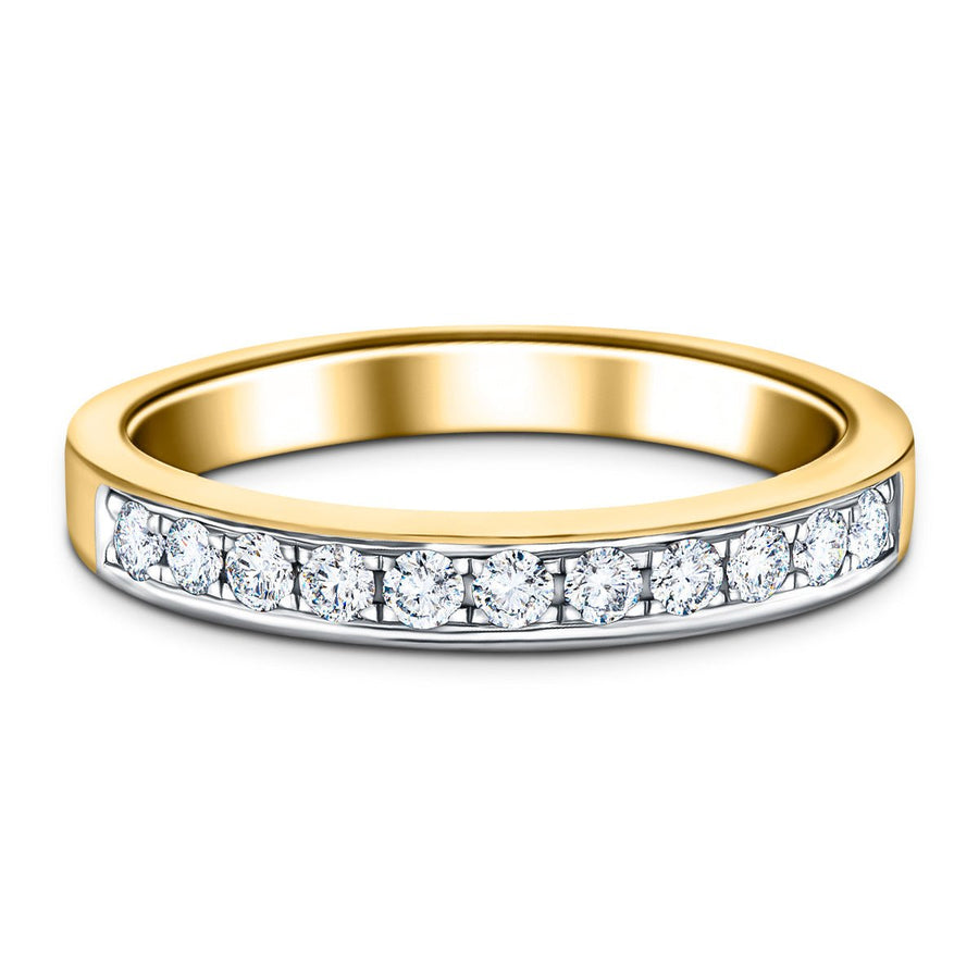 Lab Diamond 11 Stone Half Eternity Ring 0.25ct G/VS in 18k Yellow Gold - After Diamonds