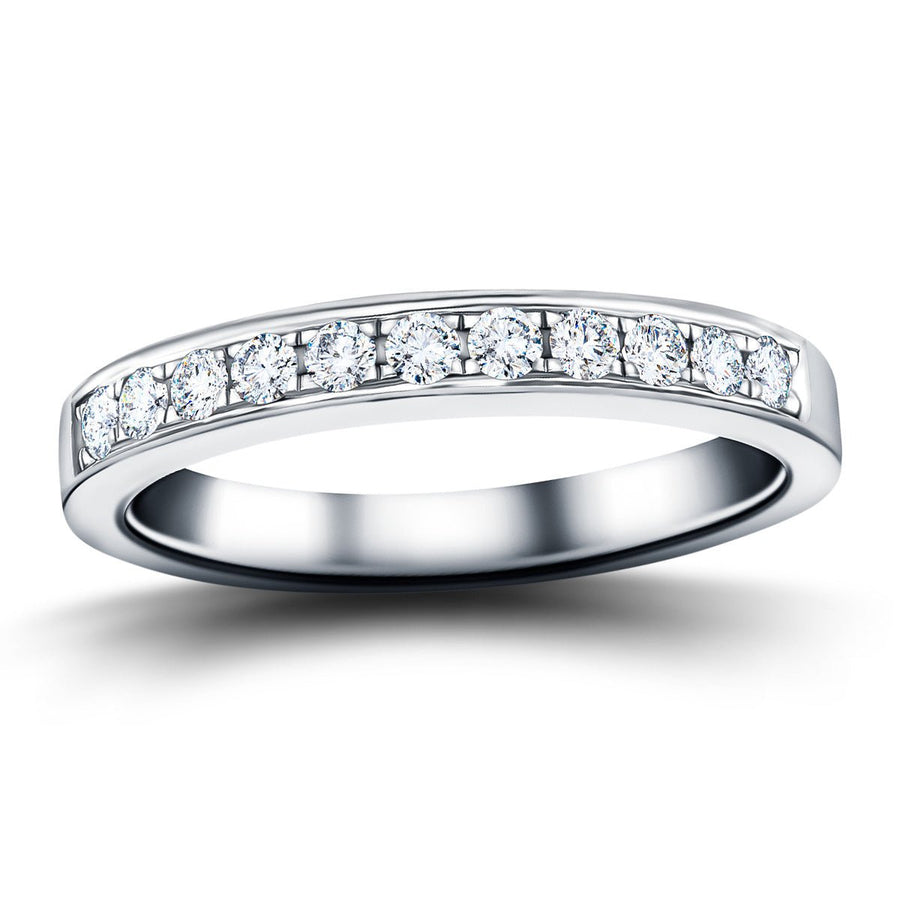 Lab Diamond 11 Stone Half Eternity Ring 0.25ct G/VS in 9k White Gold - After Diamonds