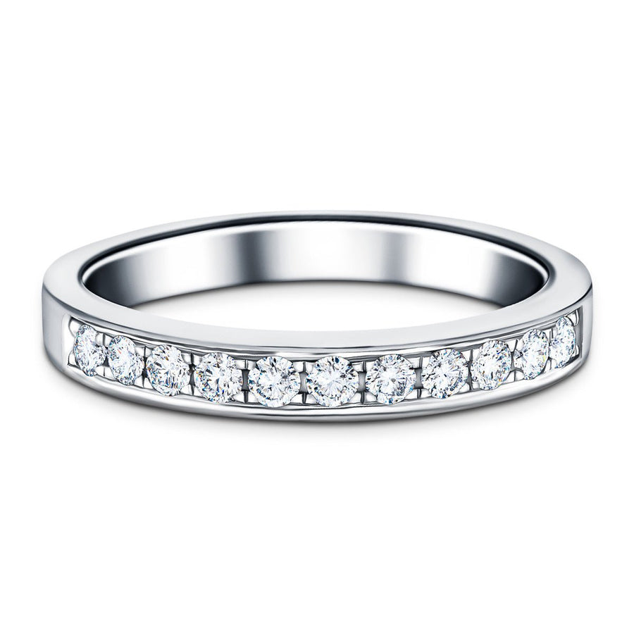 Lab Diamond 11 Stone Half Eternity Ring 0.25ct G/VS in 9k White Gold - After Diamonds