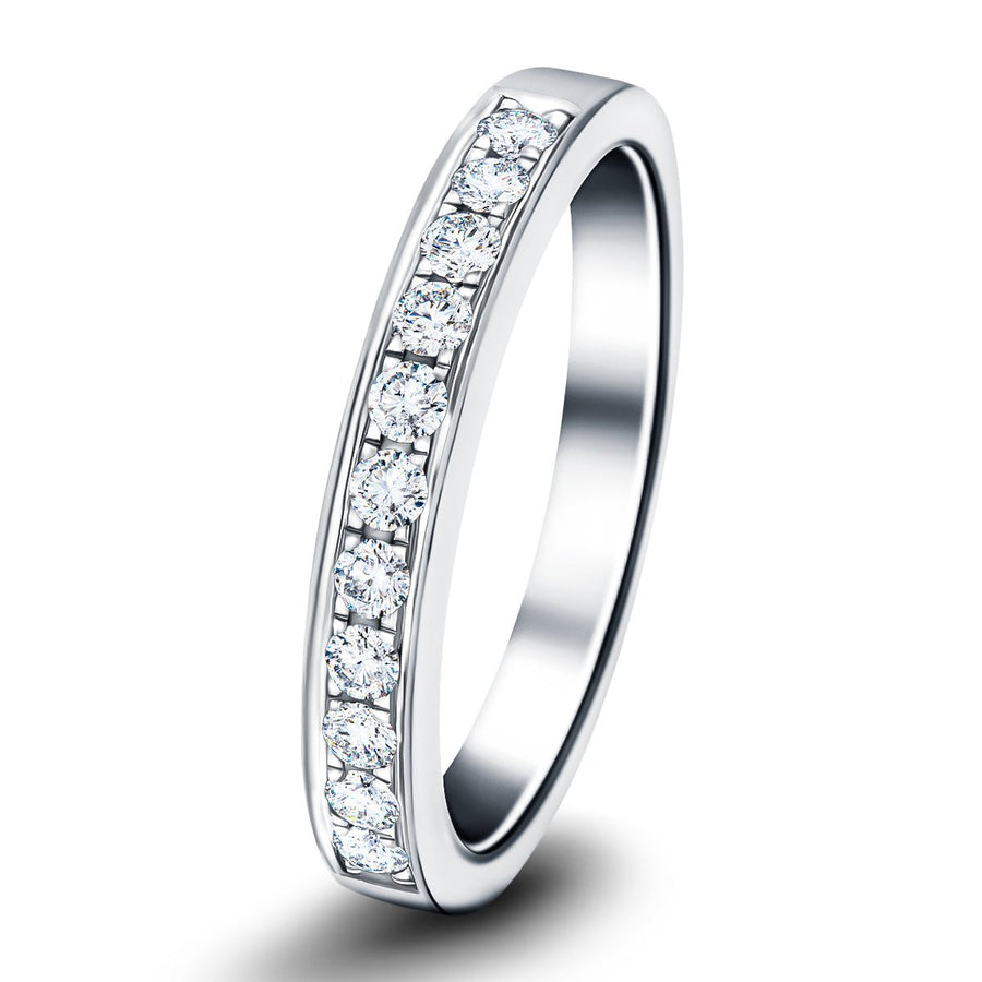 Lab Diamond 11 Stone Half Eternity Ring 0.25ct G/VS in 9k White Gold - After Diamonds