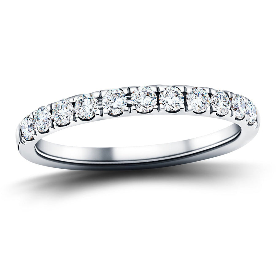 Lab Diamond 11 Stone Half Eternity Ring 0.40ct G/VS in 18k White Gold - After Diamonds