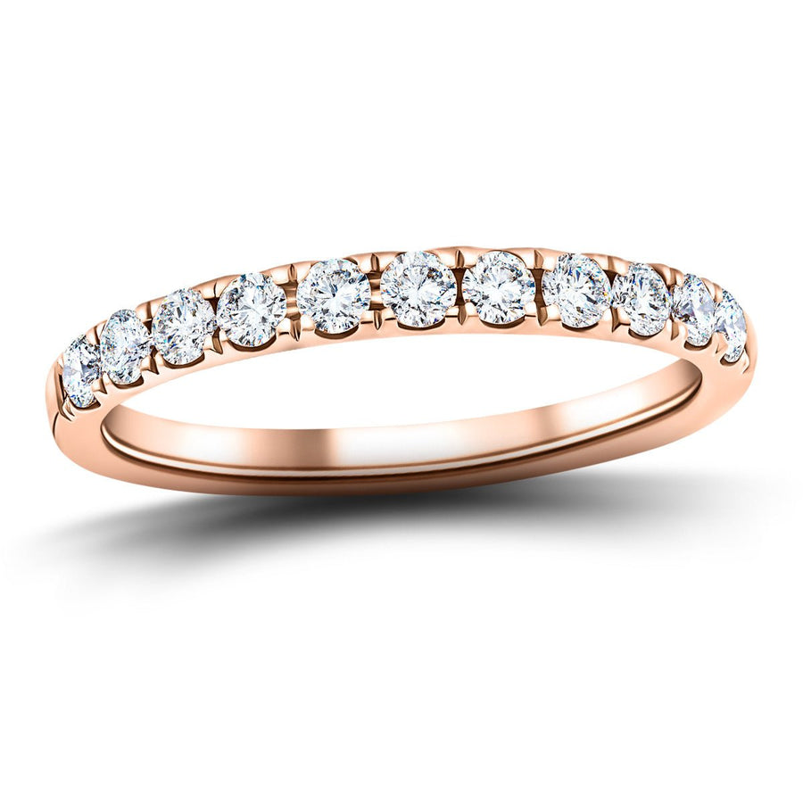 Lab Diamond 11 Stone Half Eternity Ring 0.40ct G/VS in 9k Rose Gold - After Diamonds