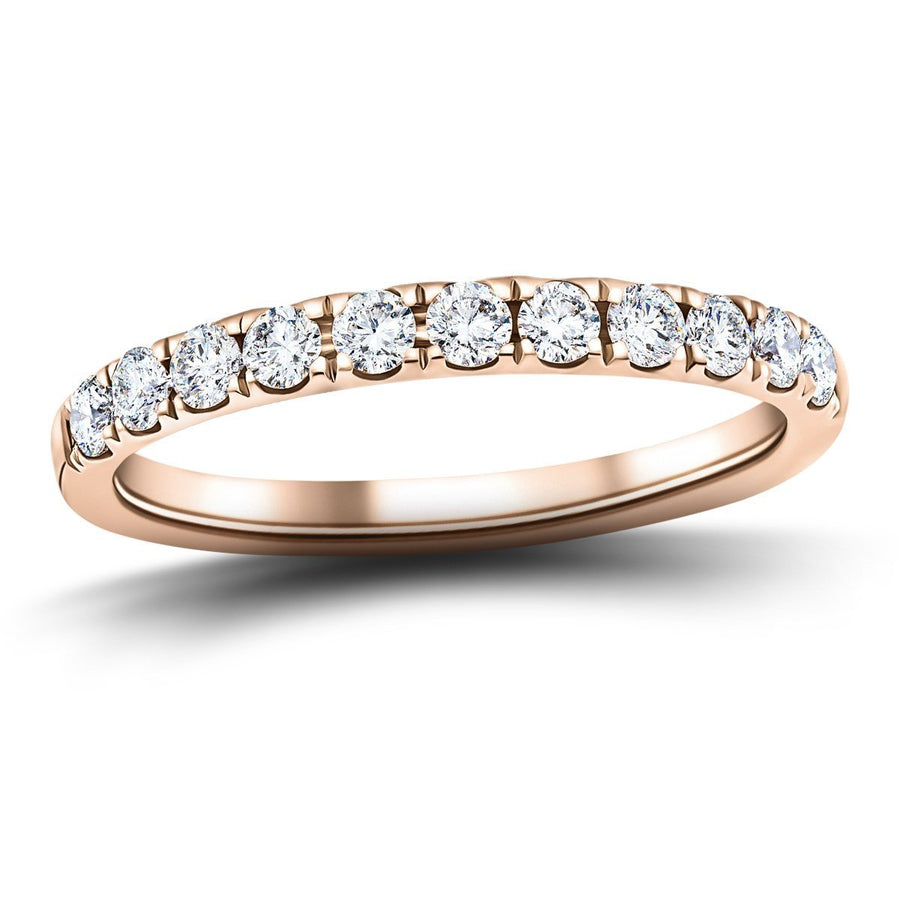 Lab Diamond 11 Stone Half Eternity Ring 0.75ct G/VS in 18k Rose Gold - After Diamonds