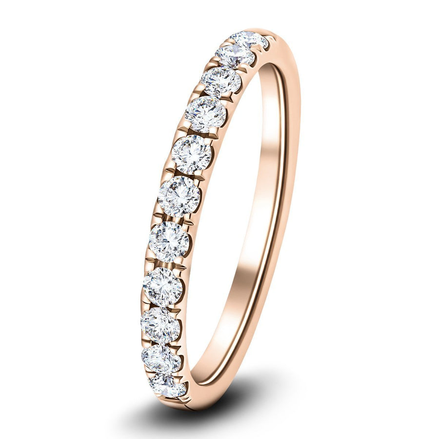 Lab Diamond 11 Stone Half Eternity Ring 0.75ct G/VS in 18k Rose Gold - After Diamonds