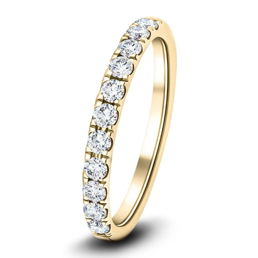 Lab Diamond 11 Stone Half Eternity Ring 0.75ct G/VS in 18k Yellow Gold - After Diamonds