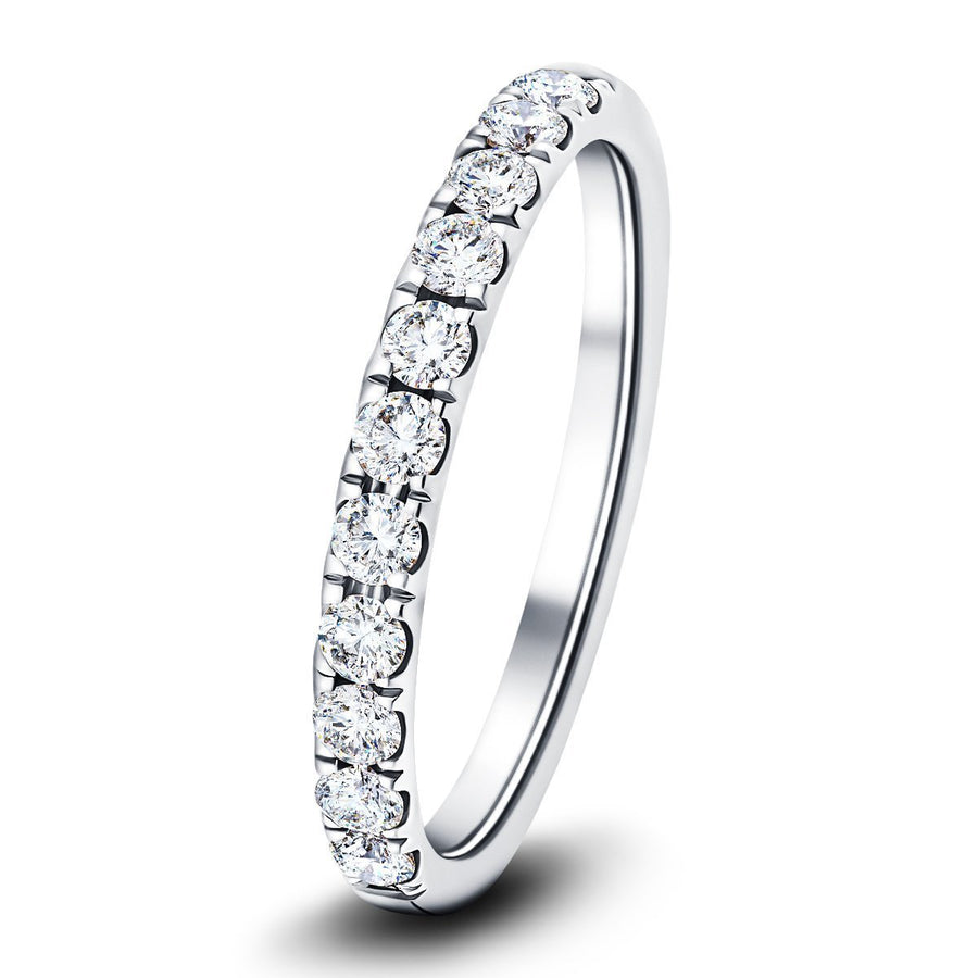 Lab Diamond 11 Stone Half Eternity Ring 0.75ct G/VS in 9k White Gold - After Diamonds