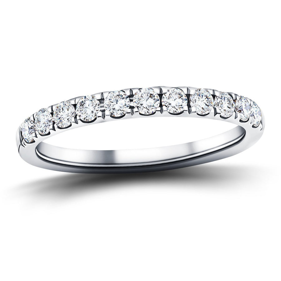 Lab Diamond 11 Stone Half Eternity Ring 0.75ct G/VS in 9k White Gold - After Diamonds